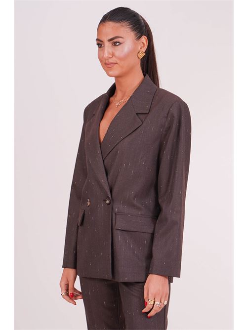 Giacca doppio petto gessata Luckylu Milano | GI80GEBROWN